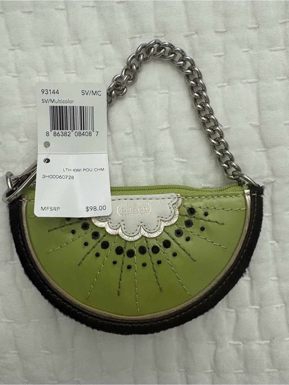 RARE Coach Kiwi Fruit Slice Pouch Charm Wristlet 93144 NWT Y2K